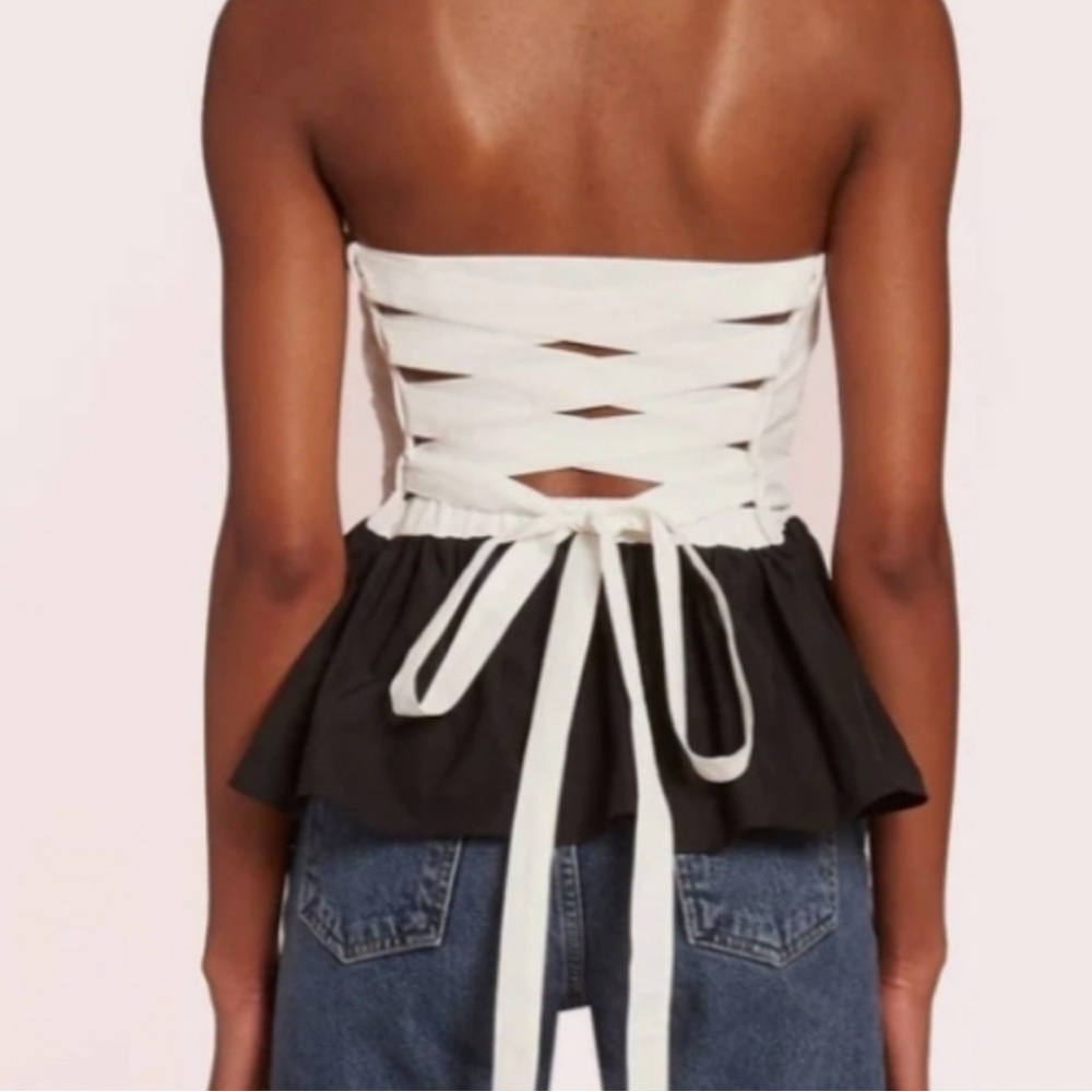 Amanda Uprichard Black and White Strapless Top